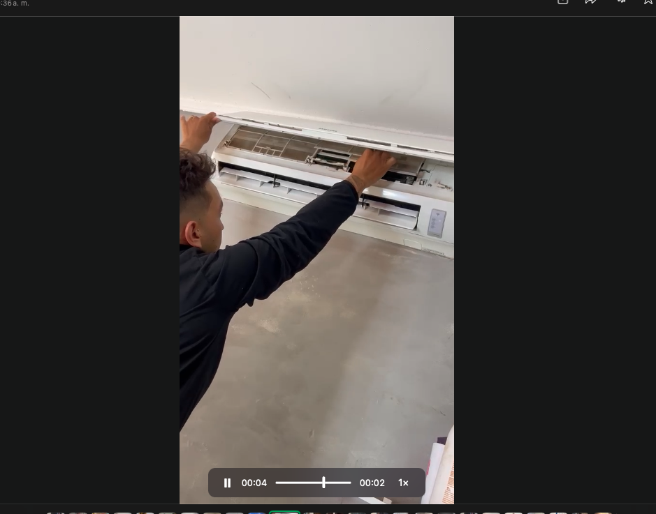 Ar-condicionado durante higienização e manutenção